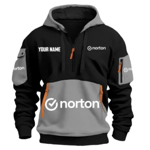 Norton Exclusive Logo Hoodie Half Zipper HOMOT090625A01NORHDF - Gray