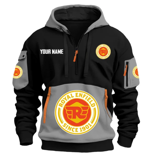Royal Enfield Exclusive Logo Hoodie Half Zipper HOMOT090625A01ROYHDF - Gray