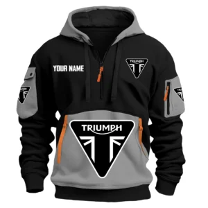 Triumph Exclusive Logo Hoodie Half Zipper HOMOT090625A01TRIHDF - Gray