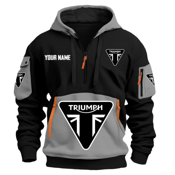 Triumph Exclusive Logo Hoodie Half Zipper HOMOT090625A01TRIHDF - Gray