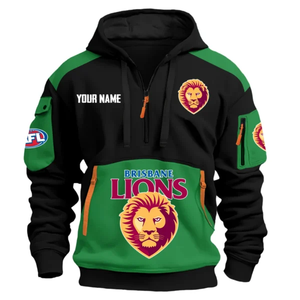 Brisbane Lions Australian Football League Exclusive Logo Hoodie Half Zipper HOAFL190525A01BL - Green