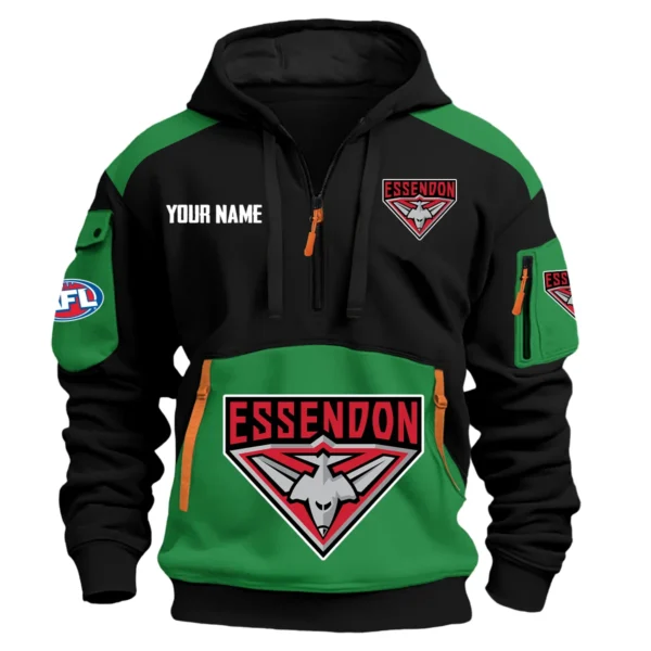 Essendon Bombers Australian Football League Exclusive Logo Hoodie Half Zipper HOAFL190525A01ESS - Green