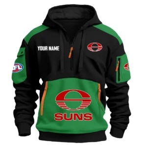 Gold Coast SUNS Australian Football League Exclusive Logo Hoodie Half Zipper HOAFL190525A01GCFC - Green