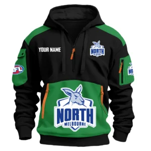 North Melbourne Kangaroos Australian Football League Exclusive Logo Hoodie Half Zipper HOAFL190525A01NMFC - Green
