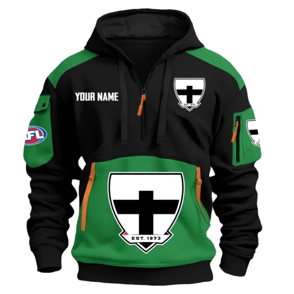 St Kilda Saints Australian Football League Exclusive Logo Hoodie Half Zipper HOAFL190525A01STK - Green