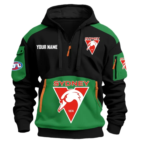 Sydney Swans Australian Football League Exclusive Logo Hoodie Half Zipper HOAFL190525A01SYD - Green