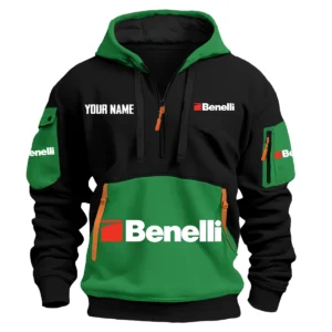 Benelli Exclusive Logo Hoodie Half Zipper HOMOT090625A01BENHDF - Green