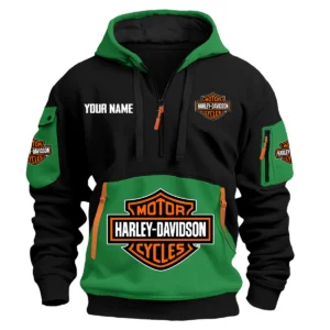 Harley-Davidson Exclusive Logo Hoodie Half Zipper HOMOT090625A01HDHDF - Green