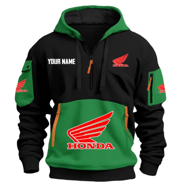 Honda Exclusive Logo Hoodie Half Zipper HOMOT090625A01HONHDF - Green