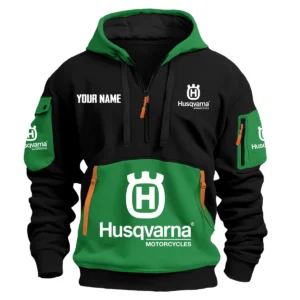 Husqvarna Exclusive Logo Hoodie Half Zipper HOMOT090625A01HUSHDF - Green
