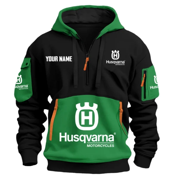 Husqvarna Exclusive Logo Hoodie Half Zipper HOMOT090625A01HUSHDF - Green