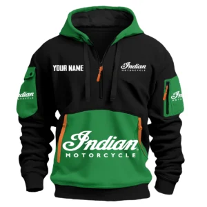 Indian Motorcycle Exclusive Logo Hoodie Half Zipper HOMOT090625A01INDHDF - Green