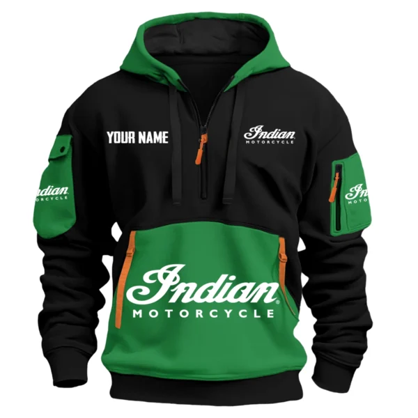Indian Motorcycle Exclusive Logo Hoodie Half Zipper HOMOT090625A01INDHDF - Green