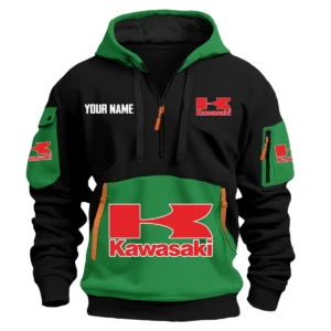 Kawasaki Exclusive Logo Hoodie Half Zipper HOMOT090625A01KAWHDF - Green