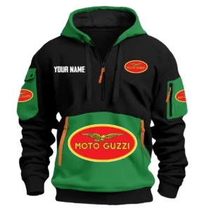 Moto Guzzi Exclusive Logo Hoodie Half Zipper HOMOT090625A01MGUHDF - Green