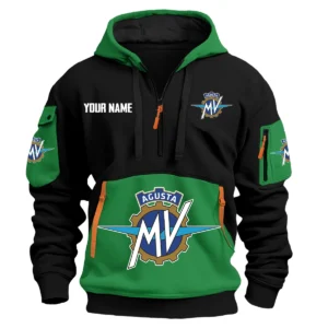 MV Agusta Exclusive Logo Hoodie Half Zipper HOMOT090625A01MVAHDF - Green
