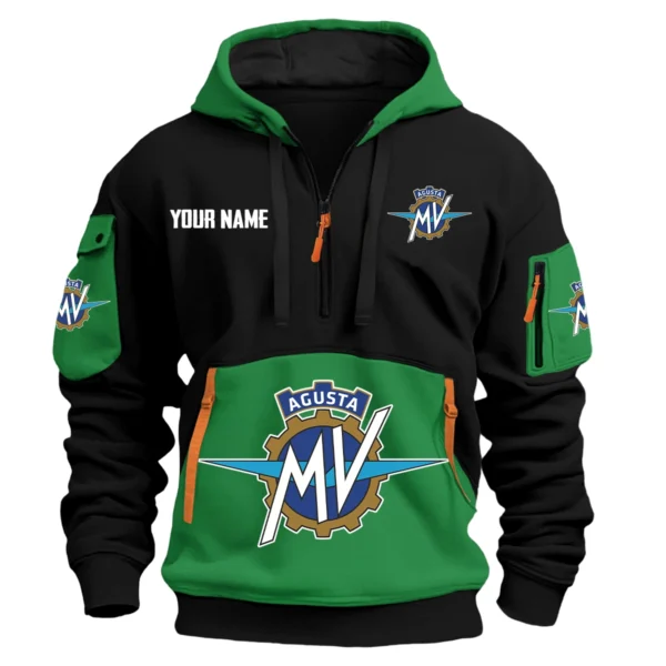 MV Agusta Exclusive Logo Hoodie Half Zipper HOMOT090625A01MVAHDF - Green