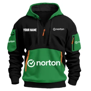 Norton Exclusive Logo Hoodie Half Zipper HOMOT090625A01NORHDF - Green