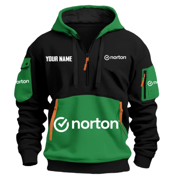 Norton Exclusive Logo Hoodie Half Zipper HOMOT090625A01NORHDF - Green