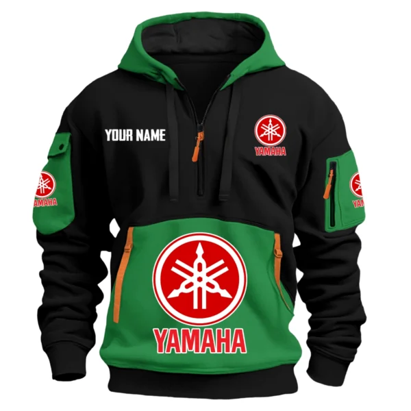 Yamaha Exclusive Logo Hoodie Half Zipper HOMOT090625A01YAMHDF - Green