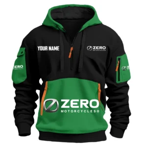 Zero Motorcycles Exclusive Logo Hoodie Half Zipper HOMOT090625A01ZERHDF - Green