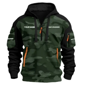 Bar Crusher Exclusive Logo Hoodie Half Zipper Fishing QTFS200525A3BCR - Green