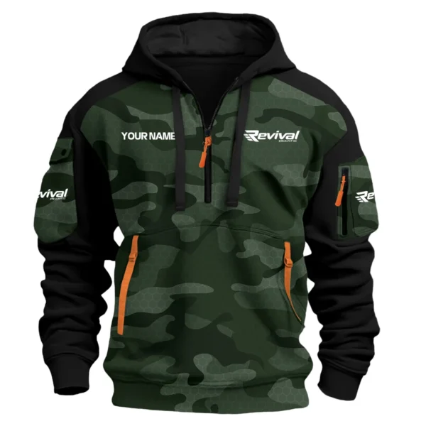Revival Boats Exclusive Logo Hoodie Half Zipper Fishing QTFS200525A3RVB - Green