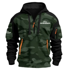 Ford Ranger Exclusive Logo Hoodie Half Zipper Ute QTUT280525A1FR - Green
