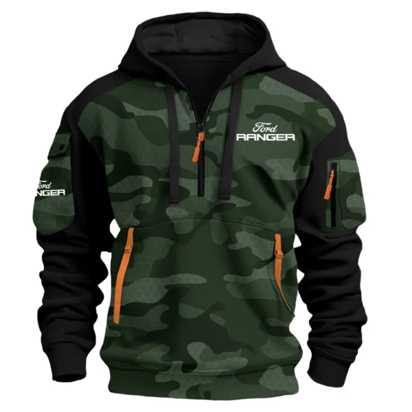 Ford Ranger Exclusive Logo Hoodie Half Zipper Ute QTUT280525A1FR - Green