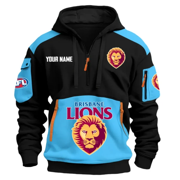 Brisbane Lions Australian Football League Exclusive Logo Hoodie Half Zipper HOAFL190525A01BL - Light Blue