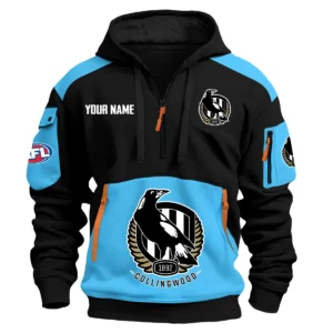 Collingwood Magpies Australian Football League Exclusive Logo Hoodie Half Zipper HOAFL190525A01COLL - Light Blue