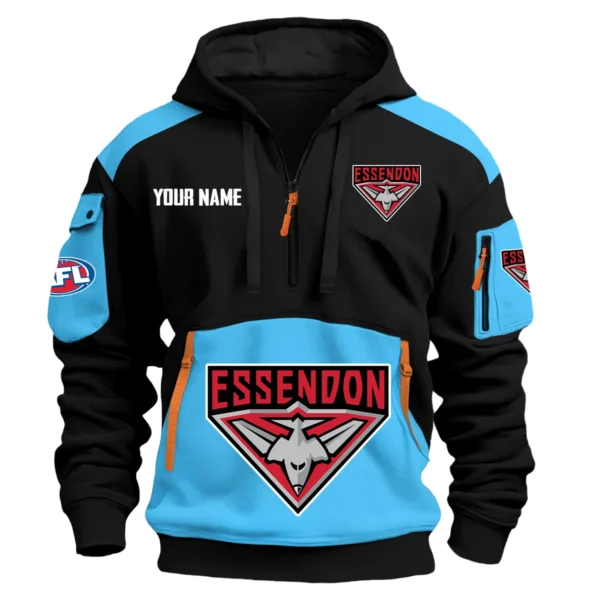 Essendon Bombers Australian Football League Exclusive Logo Hoodie Half Zipper HOAFL190525A01ESS - Light Blue