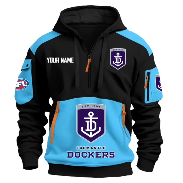 Fremantle Dockers Australian Football League Exclusive Logo Hoodie Half Zipper HOAFL190525A01FRE - Light Blue