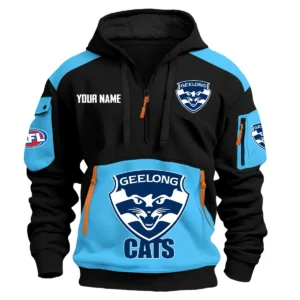Geelong Cats Australian Football League Exclusive Logo Hoodie Half Zipper HOAFL190525A01GEEL - Light Blue