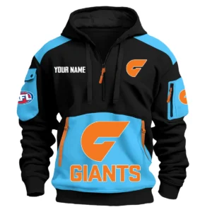 GWS Giants Australian Football League Exclusive Logo Hoodie Half Zipper HOAFL190525A01GWS - Light Blue