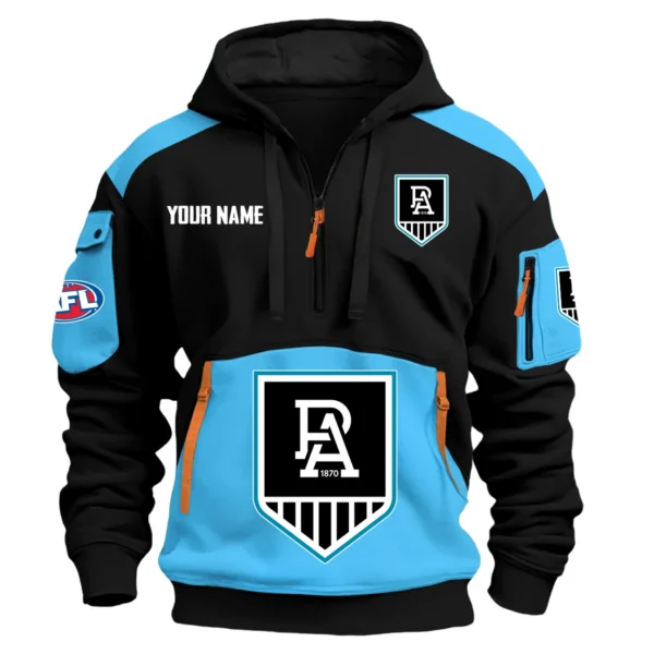 Port Adelaide Power Australian Football League Exclusive Logo Hoodie Half Zipper HOAFL190525A01PORT - Light Blue