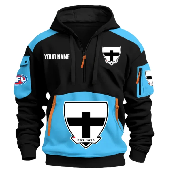 St Kilda Saints Australian Football League Exclusive Logo Hoodie Half Zipper HOAFL190525A01STK - Light Blue