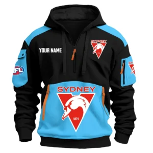 Sydney Swans Australian Football League Exclusive Logo Hoodie Half Zipper HOAFL190525A01SYD - Light Blue