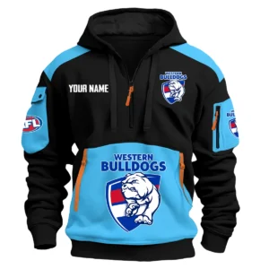 Western Bulldogs Australian Football League Exclusive Logo Hoodie Half Zipper HOAFL190525A01WB - Light Blue