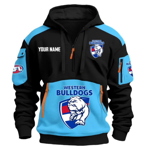 Western Bulldogs Australian Football League Exclusive Logo Hoodie Half Zipper HOAFL190525A01WB - Light Blue