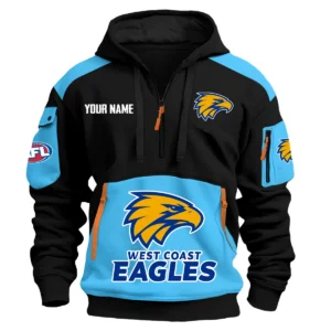 West Coast Eagles Australian Football League Exclusive Logo Hoodie Half Zipper HOAFL190525A01WCE - Light Blue