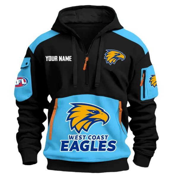 West Coast Eagles Australian Football League Exclusive Logo Hoodie Half Zipper HOAFL190525A01WCE - Light Blue