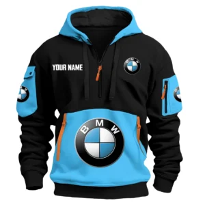 BMW Motorrad Exclusive Logo Hoodie Half Zipper HOMOT090625A01BMWHDF - Light Blue