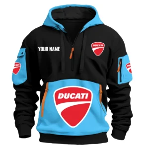 Ducati Exclusive Logo Hoodie Half Zipper HOMOT090625A01DUCHDF - Light Blue