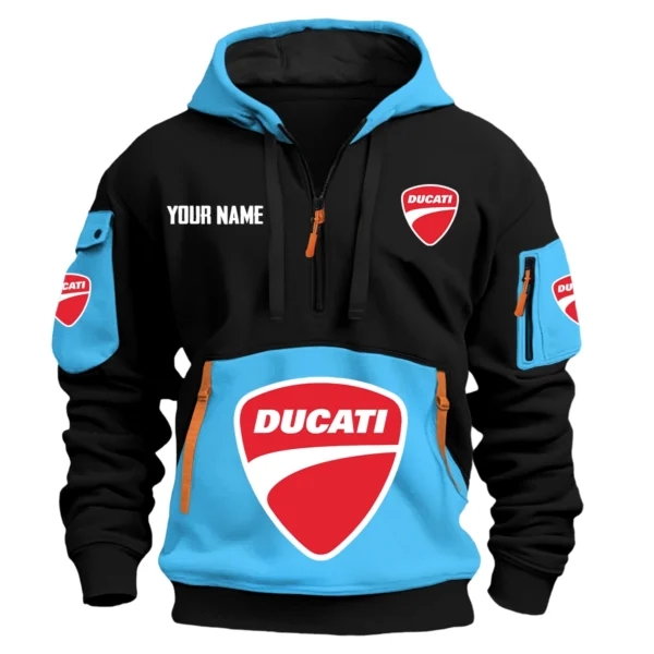Ducati Exclusive Logo Hoodie Half Zipper HOMOT090625A01DUCHDF - Light Blue