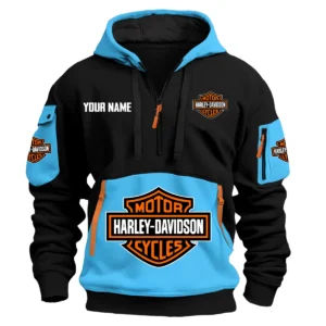 Harley-Davidson Exclusive Logo Hoodie Half Zipper HOMOT090625A01HDHDF - Light Blue