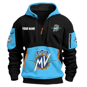MV Agusta Exclusive Logo Hoodie Half Zipper HOMOT090625A01MVAHDF - Light Blue