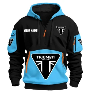 Triumph Exclusive Logo Hoodie Half Zipper HOMOT090625A01TRIHDF - Light Blue