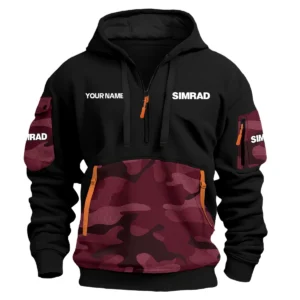 Simrad Exclusive Logo Hoodie Half Zipper Fishing QTFS200525A2SIM - Marron