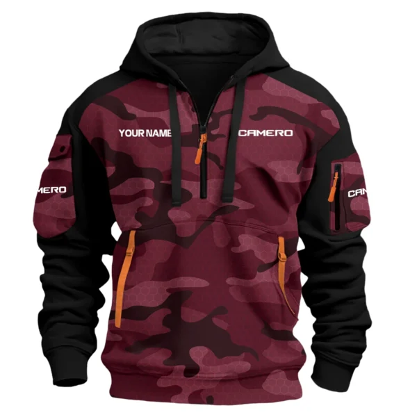 Camero Exclusive Logo Hoodie Half Zipper Fishing QTFS200525A3CMR - Marron